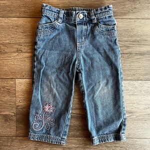 Baby Headquarters Toddler Girl Light Wash Wide Leg Denim Jeans Pants Flower 18 M